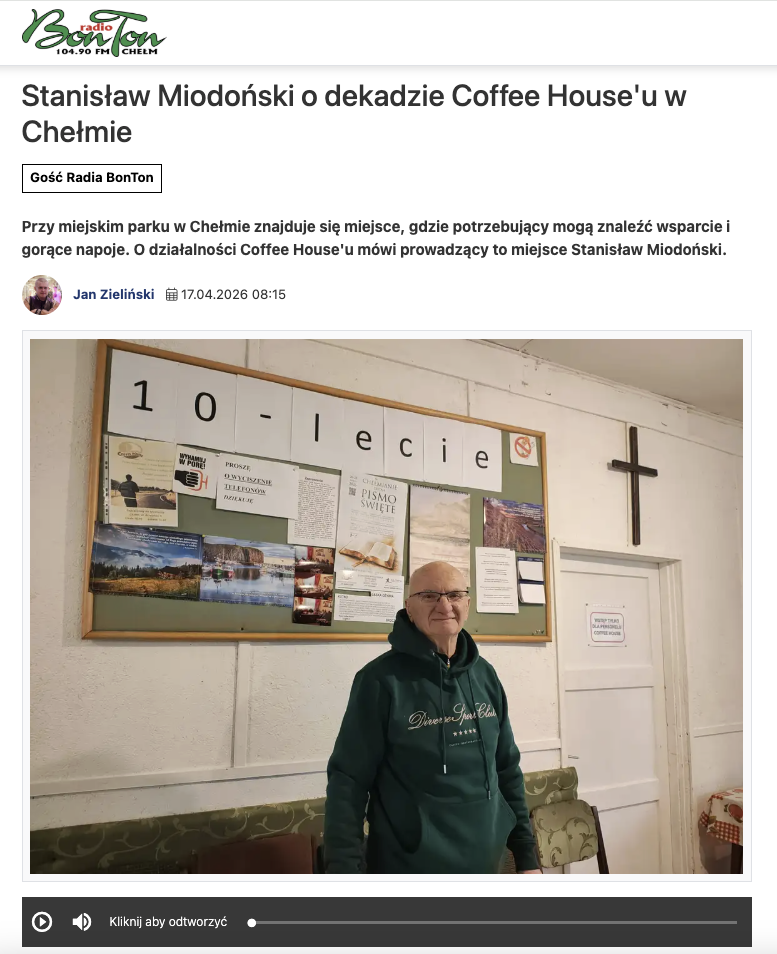 Jubileusz 10-lecia Coffee House w Chełmie – Wywiad ze Stanisławem Miodońskim | Radio BonTon